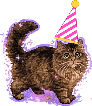 Ozzy in a party hat